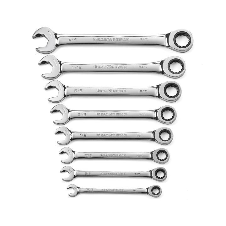 APEX GRW85599 Combination Open End Ratcheting Wrench Set Alloy Steel 12 Point