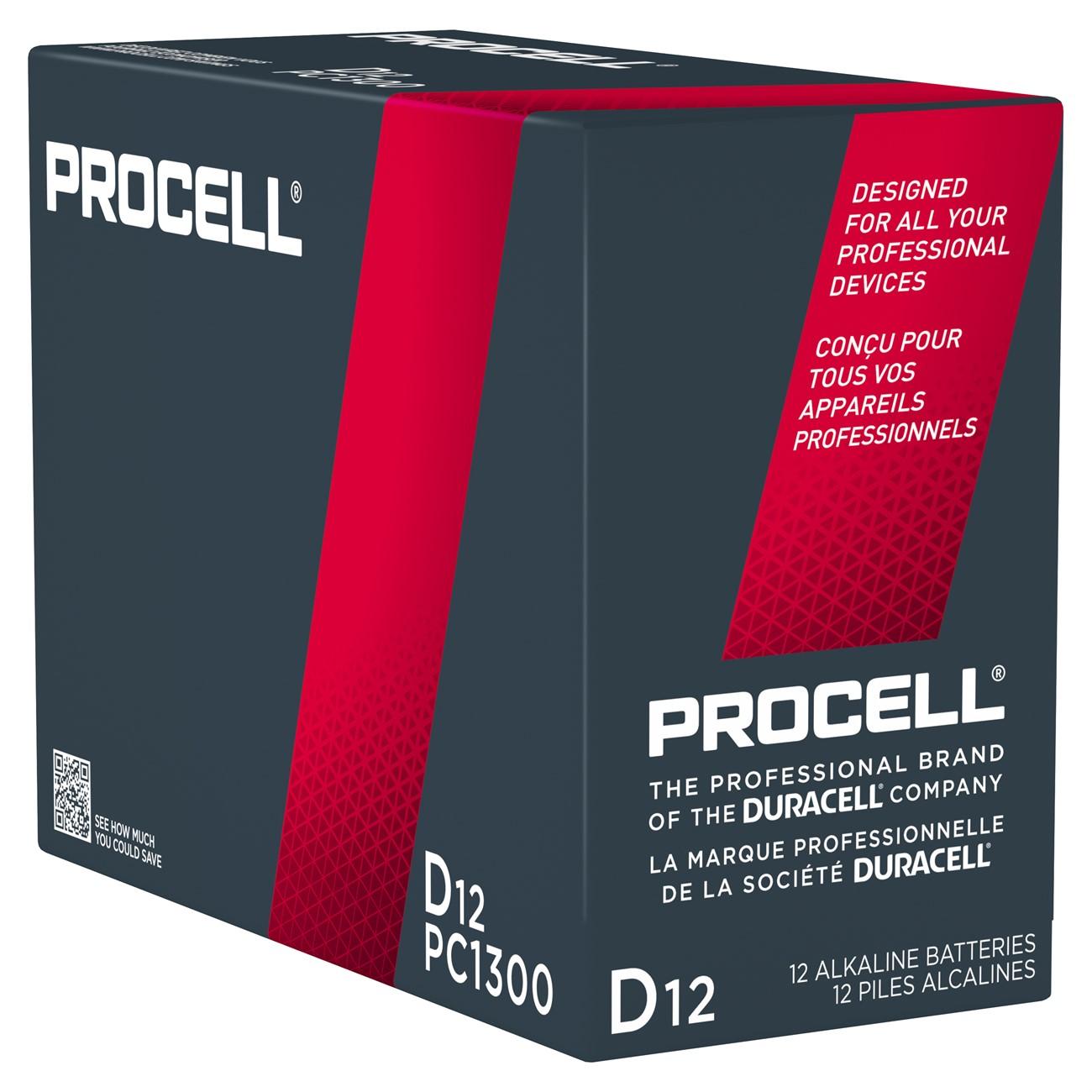 Procell DURPC1300 Alkaline Battery Bulk Constant 1.5 V D 15,476 mAh