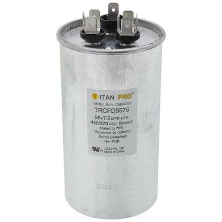DiversiTech Capacitor 55/7.5 MFD 440/3 TRCFD5575