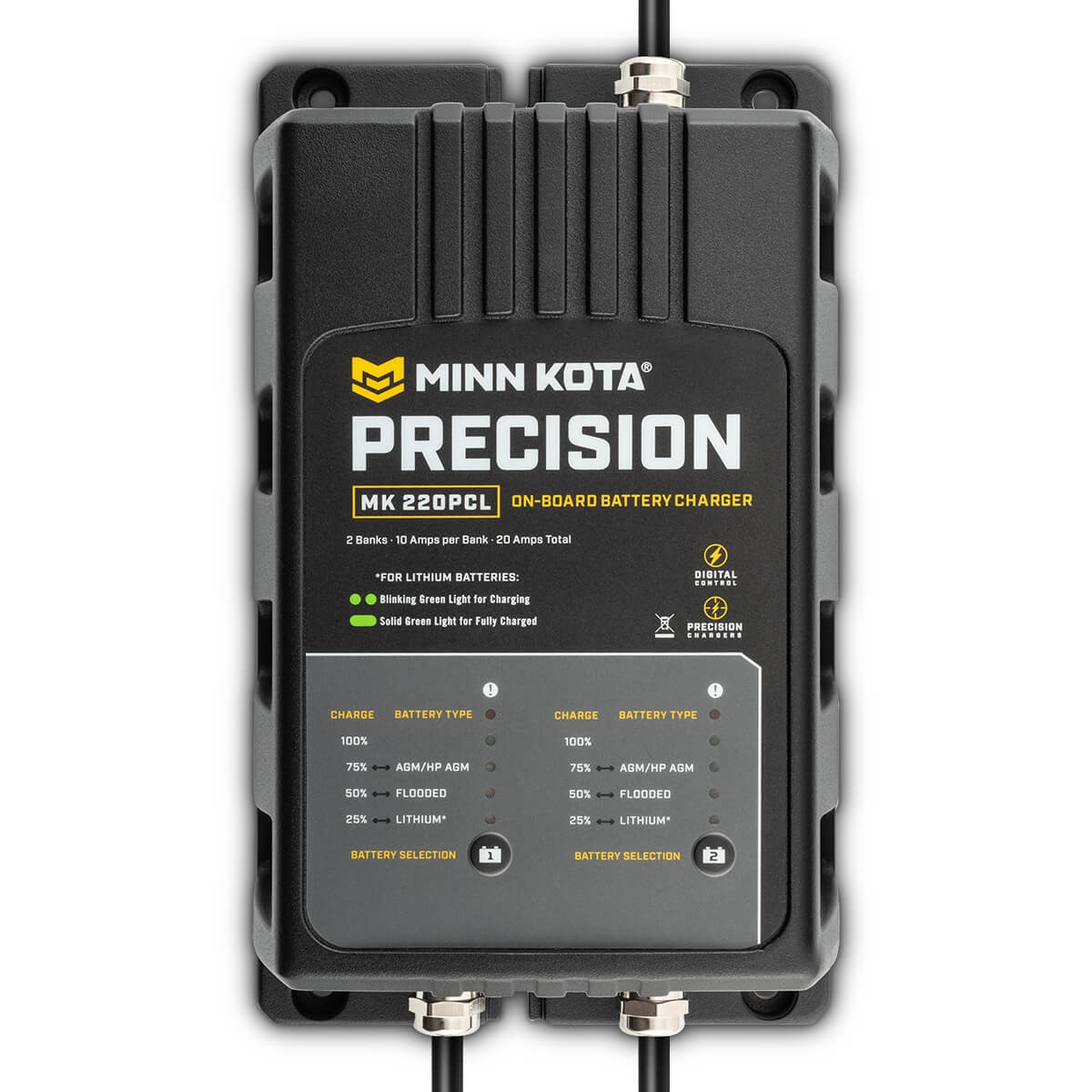 Minn Kota 1832201 MK220PCL Precision Charger 2 Bank 10 Amps