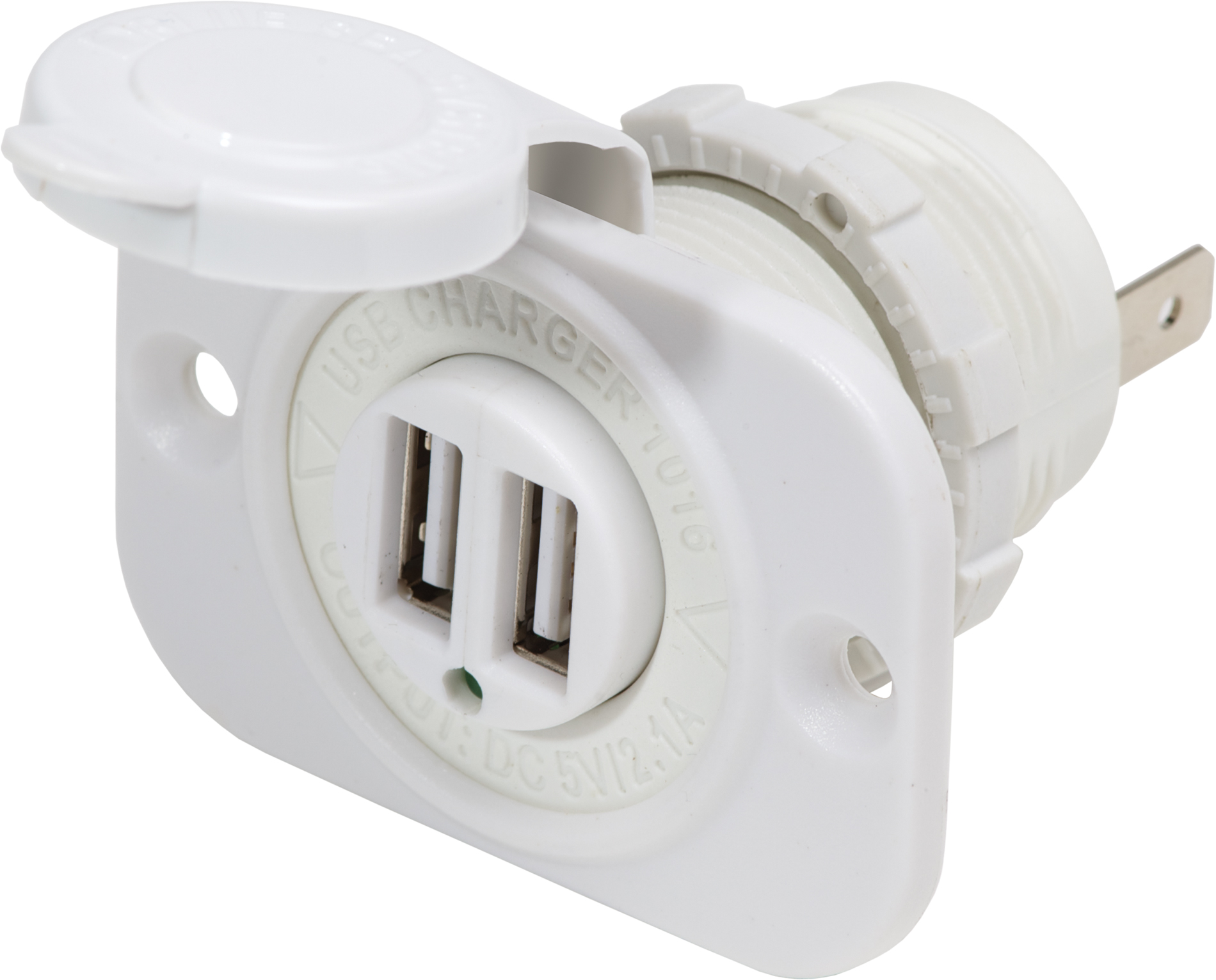 Blue Sea 1016200-BSS Dual USB 2.1A Charger Port 12/24vDC Socket Mount, White