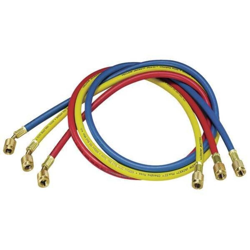 Yellow Jacket Manifold Hose Set,60 In,Red,Yellow,Blue 21985-1 Each