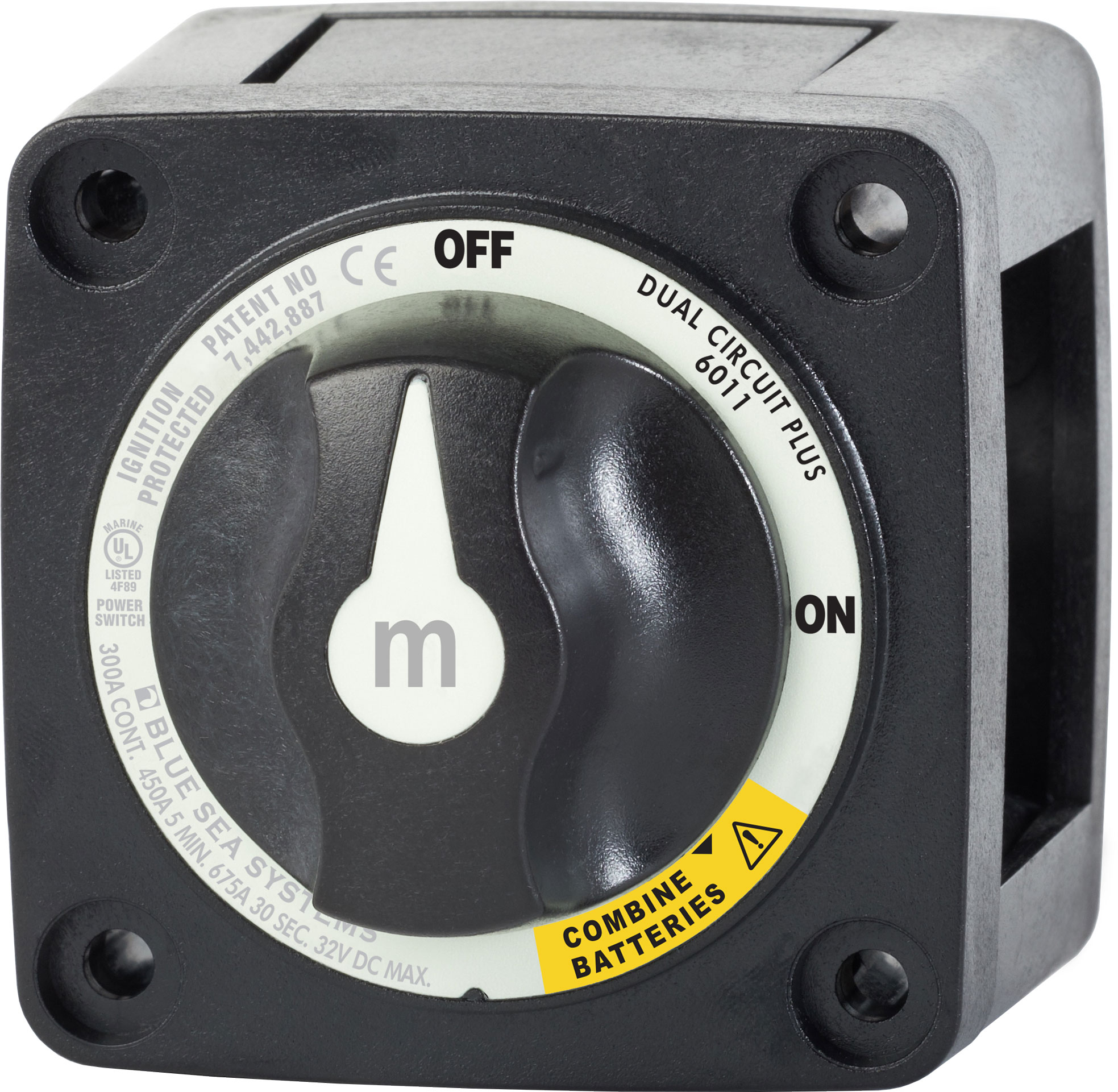 Blue Sea 6011200-BSS M-Series Battery Switch On/Off Dual Circuit Plus Black
