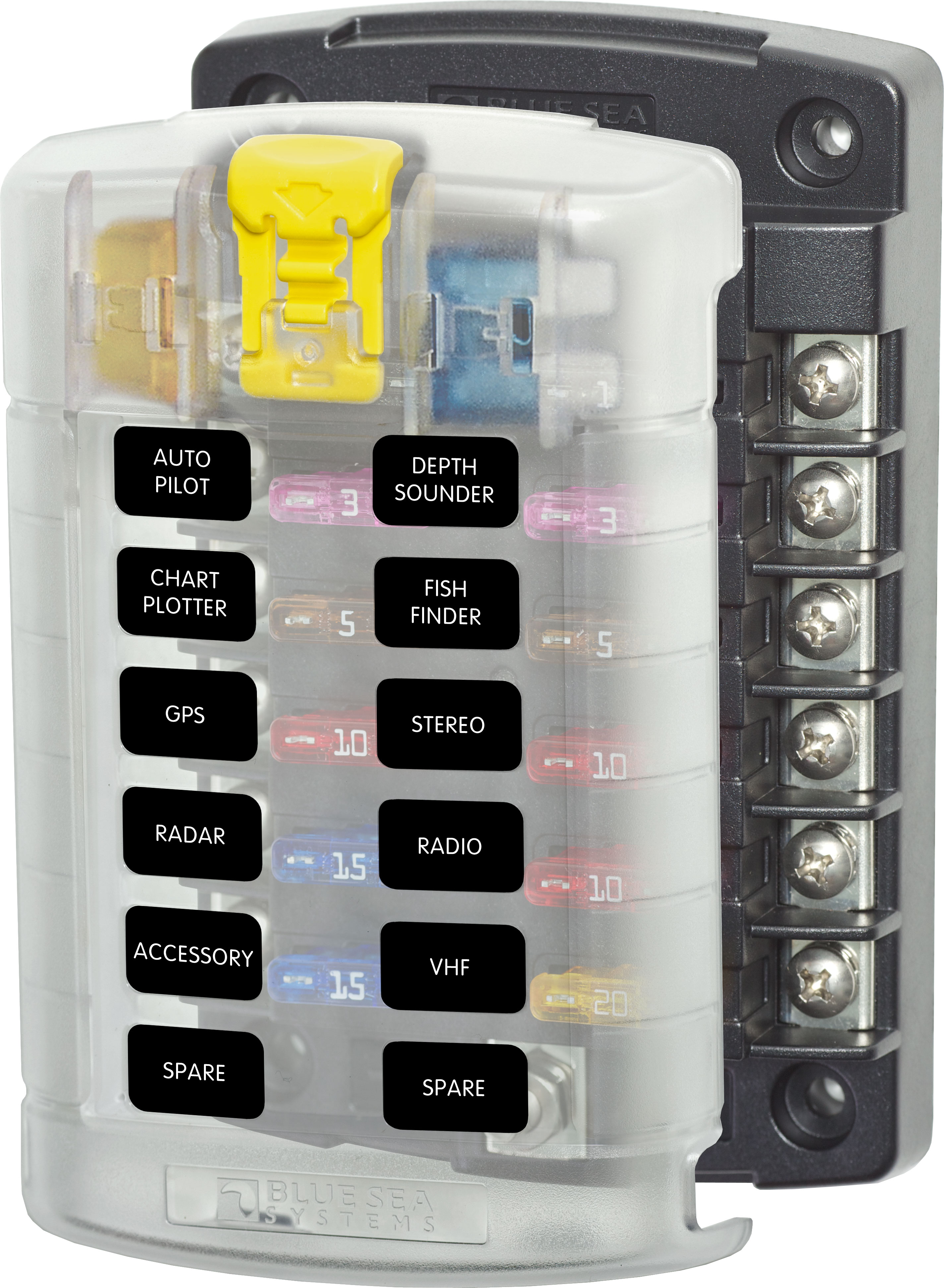 Blue Sea 5029-BSS 5029 12-Gang Fuse Block ST ATO/ATC with Cover