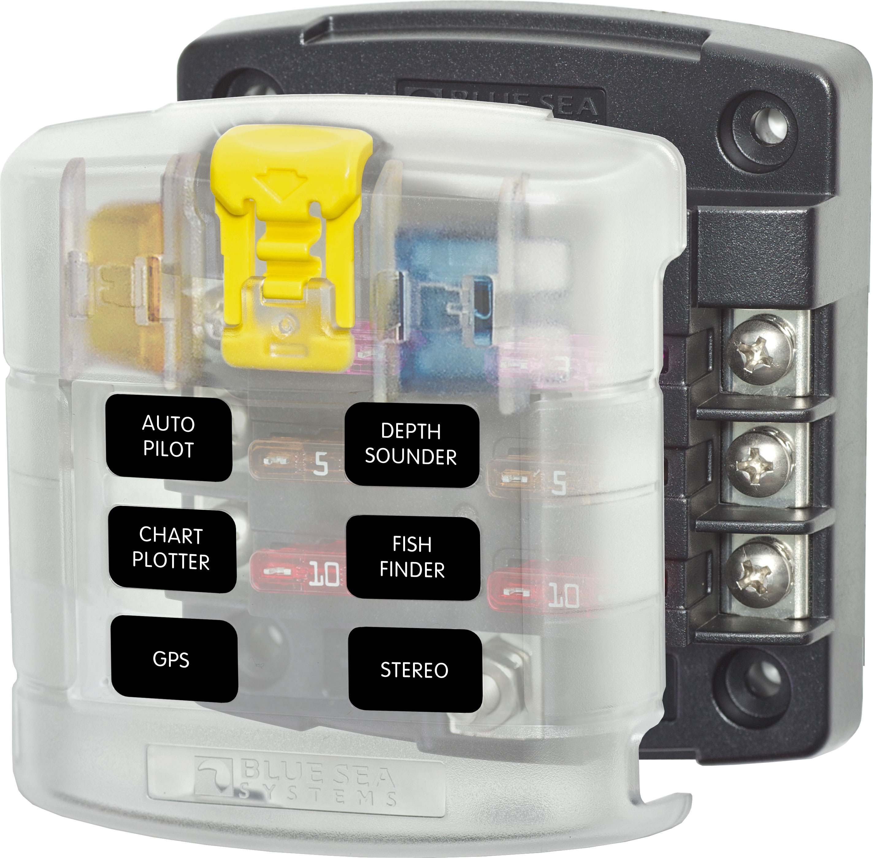 Blue Sea 5028-BSS 5028 6-Gang Fuse Block ST ATO/ATC with Cover