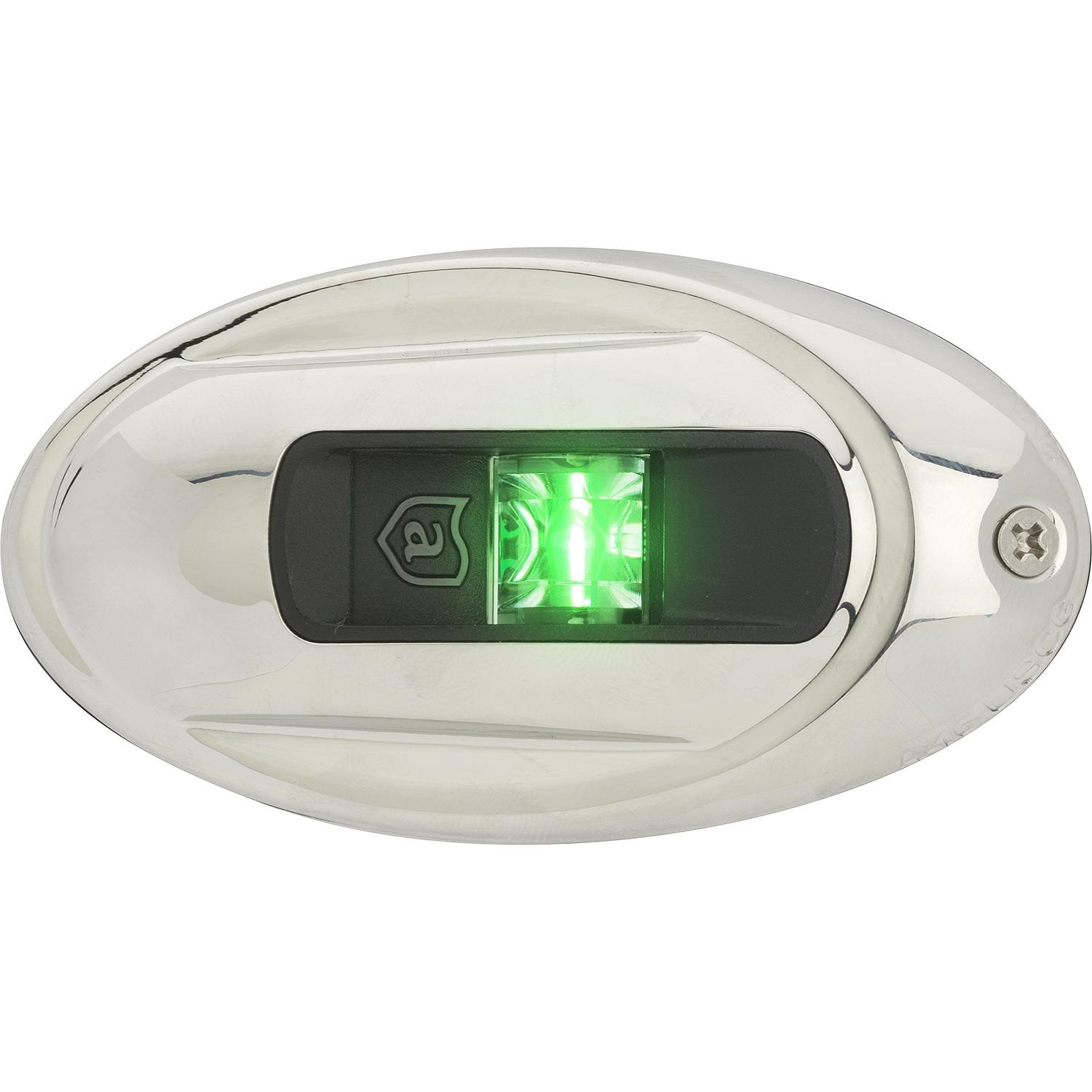 Attwood NV4012SSG-7 LightArmor Eliptical LED Navigation Light 2NM Stainless Steel Green