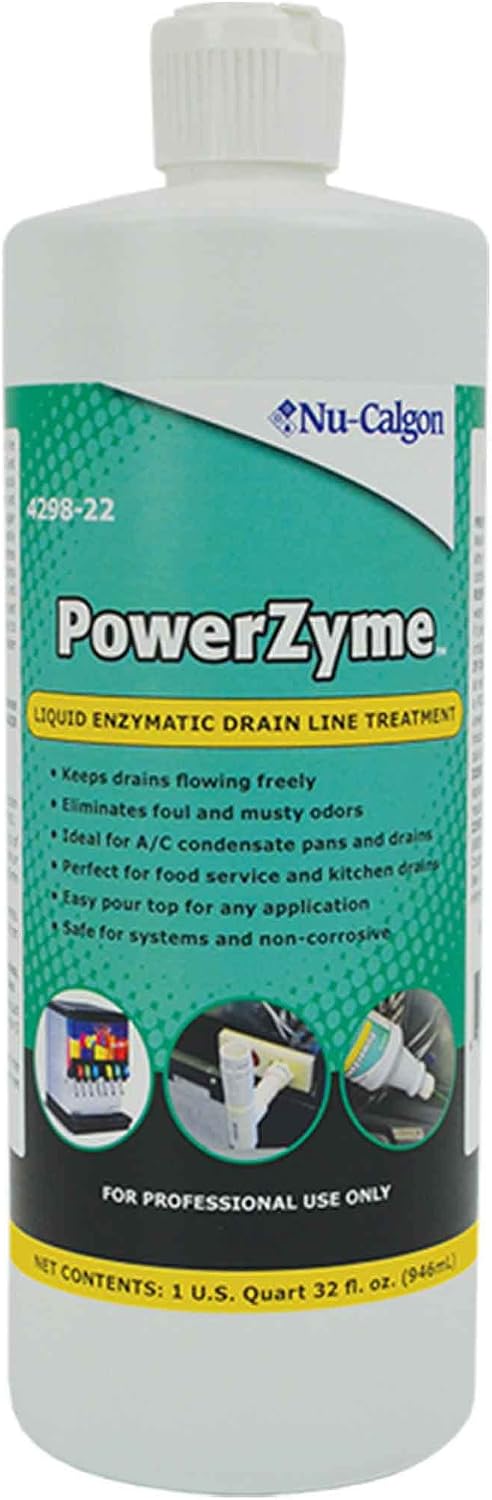 Nu-Calgon 4298-22 PowerZyme Liquid Enzymatic Drain Line Treatment (32 oz. Bottle)
