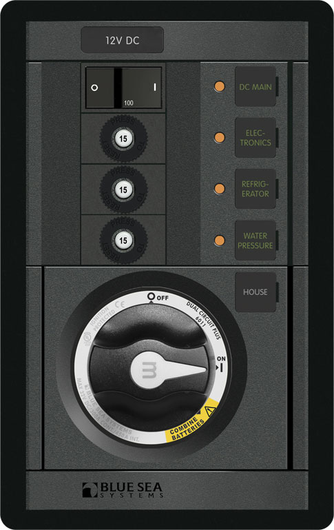 Blue Sea 1408-BSS M-Series Dual Circuit Plus Vertical Panel Main + 3 Position