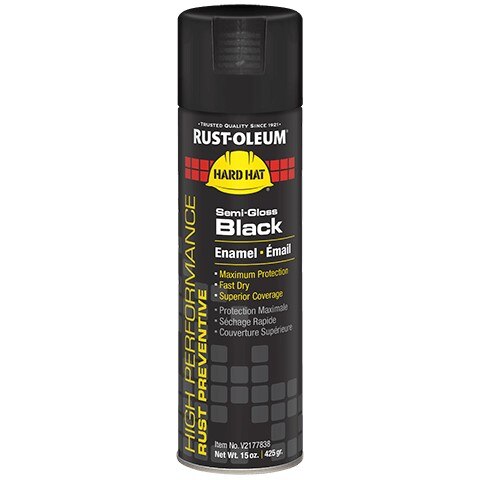 Rust-Oleum RSOV2177838 Spray Paint V2100 High Performance 15 oz Black Semi-Gloss