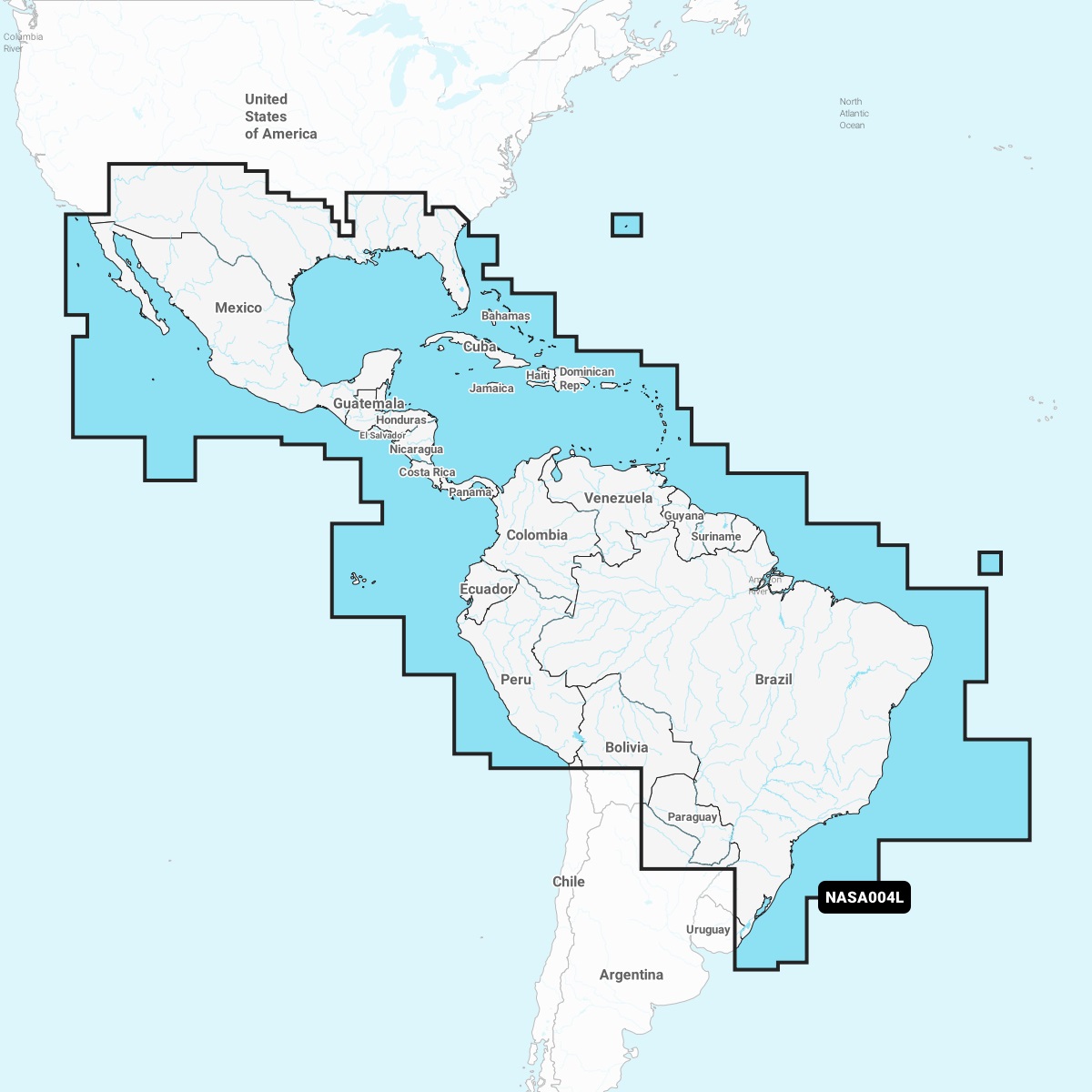 Navionics 010-C1364-30 Plus NASA004L Mexico, Caribbean to Brazil MicroSD