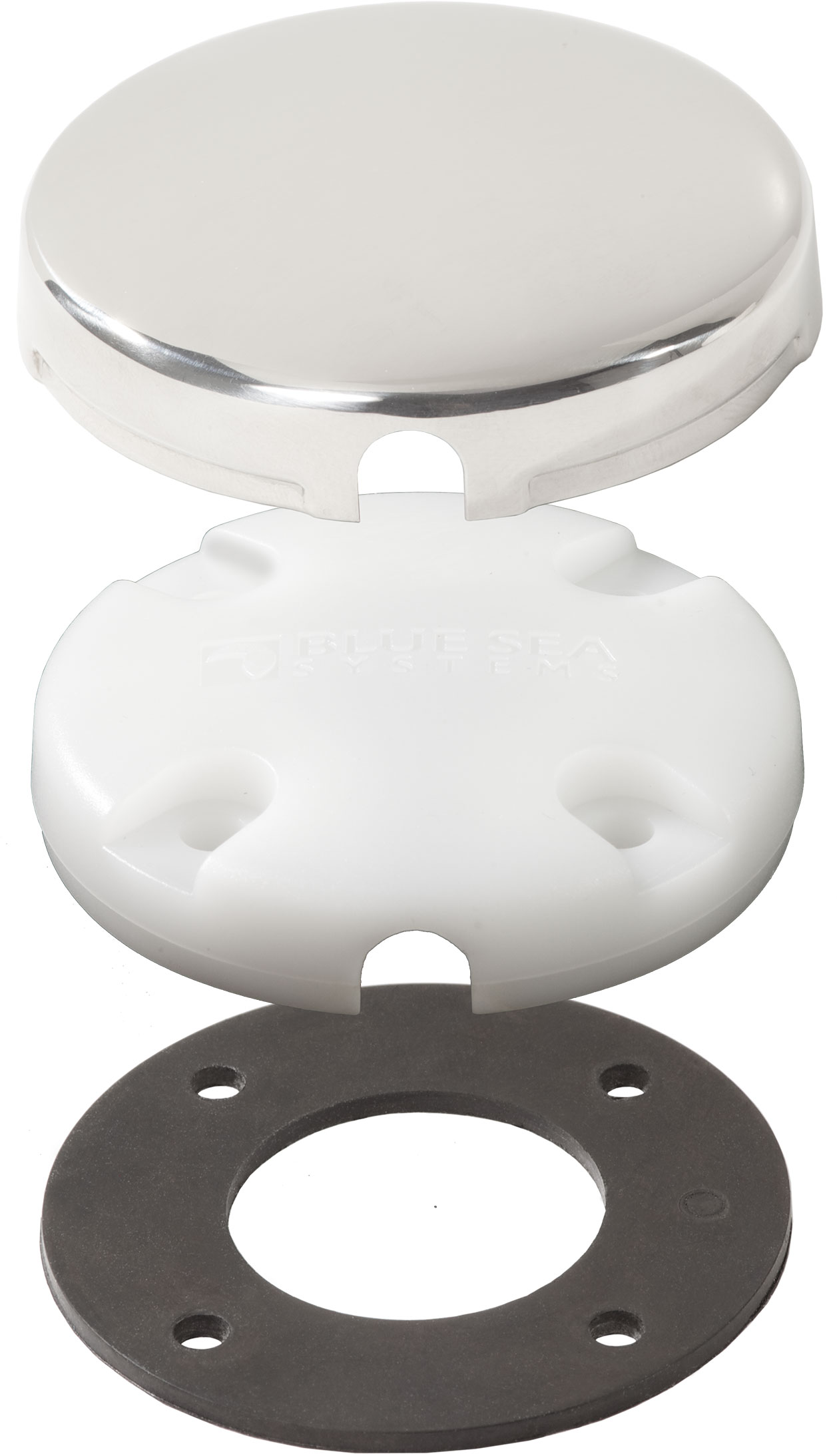 Blue Sea 1007100-BSS Side Entry CableClam White Max Cable Dia 0.28in with Stainless Steel Cover