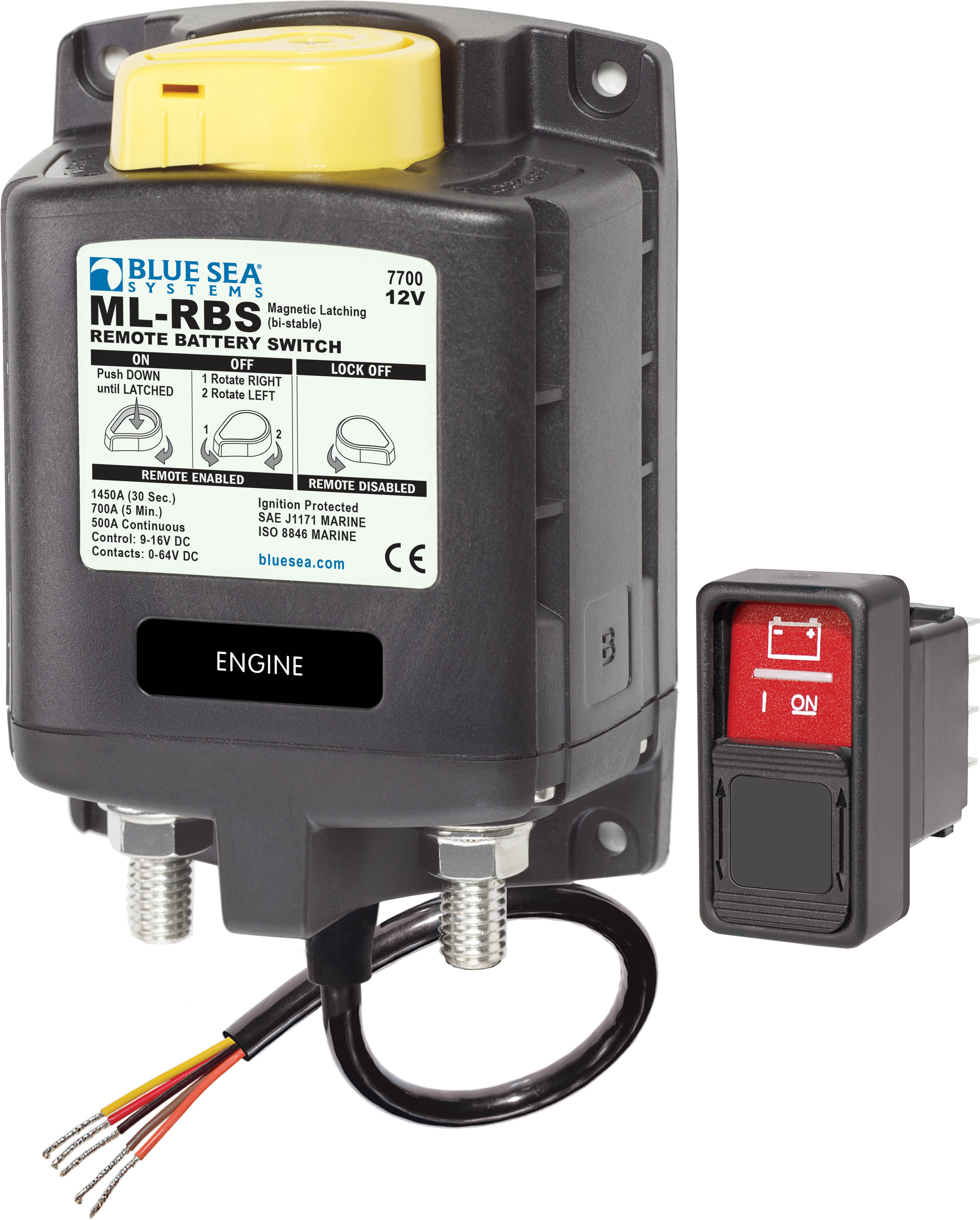 Blue Sea 7700-BSS ML-RBS 12vDC 500A Remote Battery Switch with Manual Control