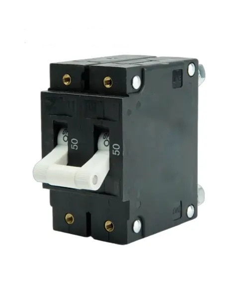 EGIS 3502-050 C Series White Toggle Panel Mount Circuit Breaker Double Pole AC 50 Amp Retail Pack