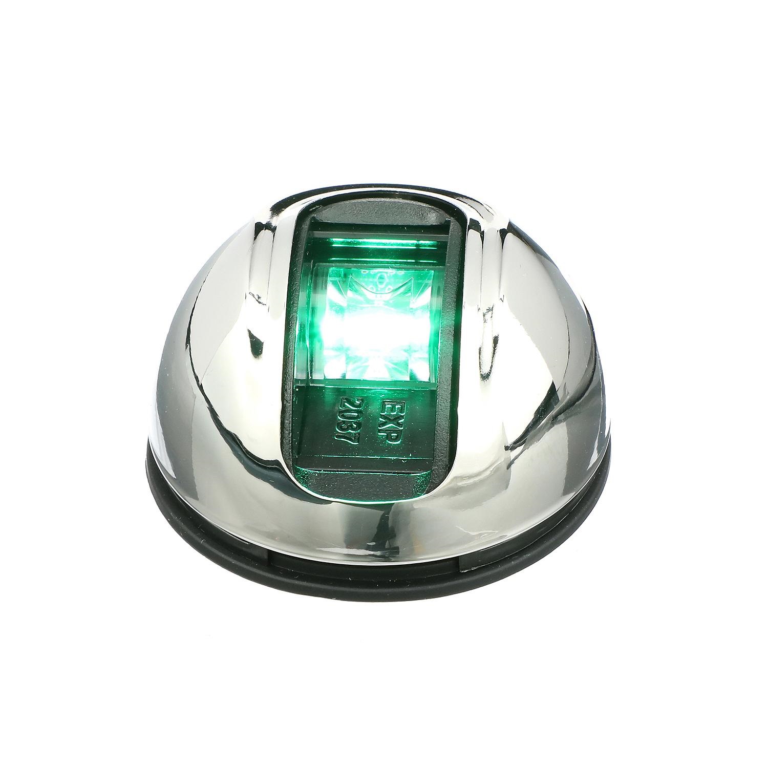 Attwood NV3012SSG-7 LightArmor Round LED Navigation Light 2NM Stainless Steel Green