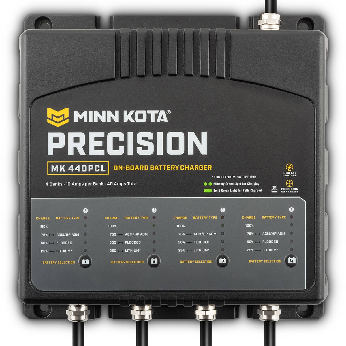 Minn Kota 1834401 MK440PCL Precision Charger 4 Bank 10 Amps