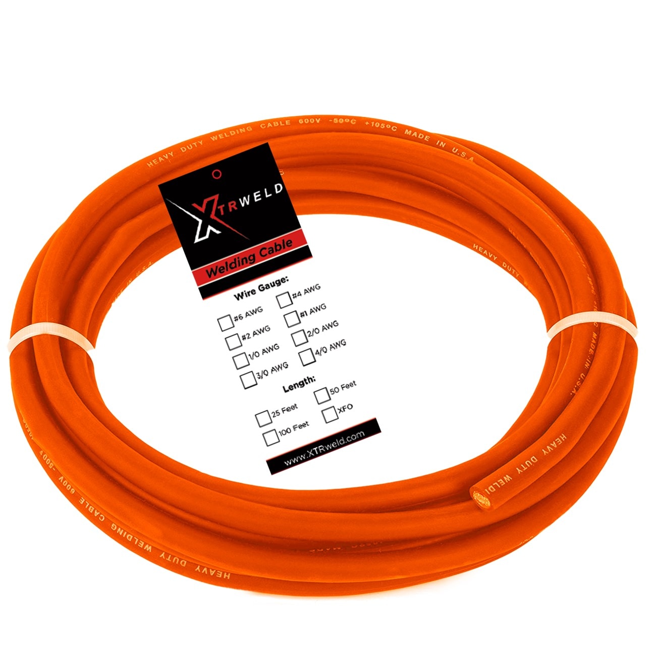 XTRweld Select XTRWCSN2XFO-25CL XTRweld Cable Select 600V #2 AWG 25ft Orange