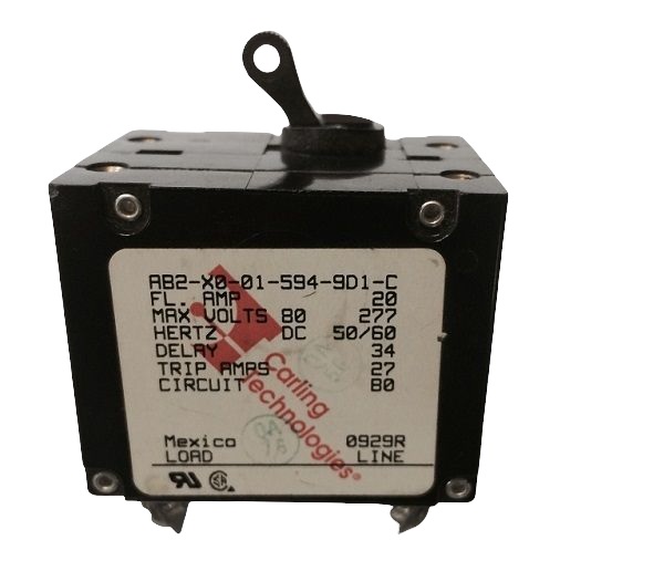 Newmar 089-0201-2 20 Amp Double Pole Breaker W/ Black Throw