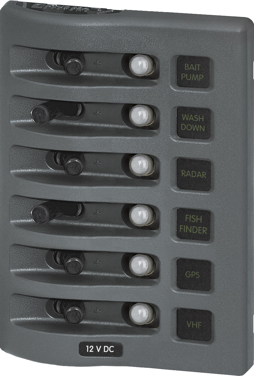 Blue Sea 4376-BSS Weather Deck Panel 12v 6 Circuit Breaker