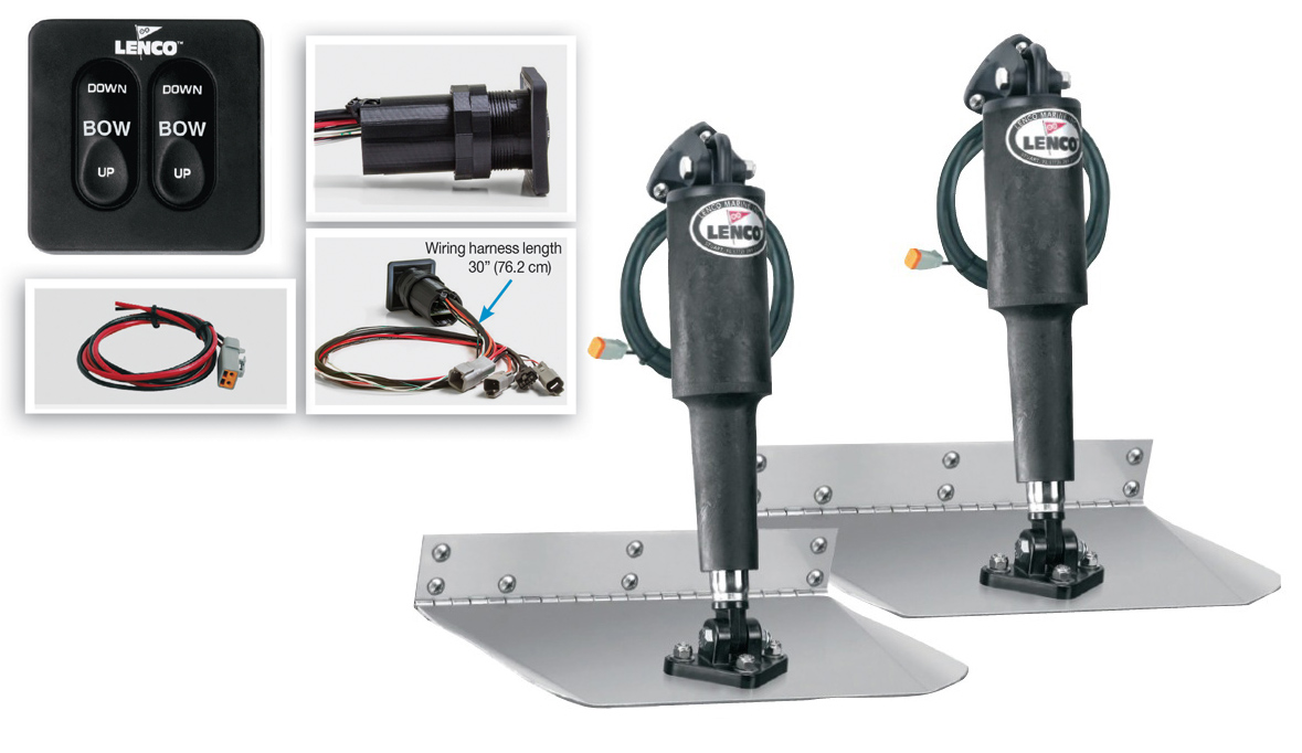 Lenco 15104-102 9inx12in Standard Mount Trim Tab Kit 12v Integrated Switch