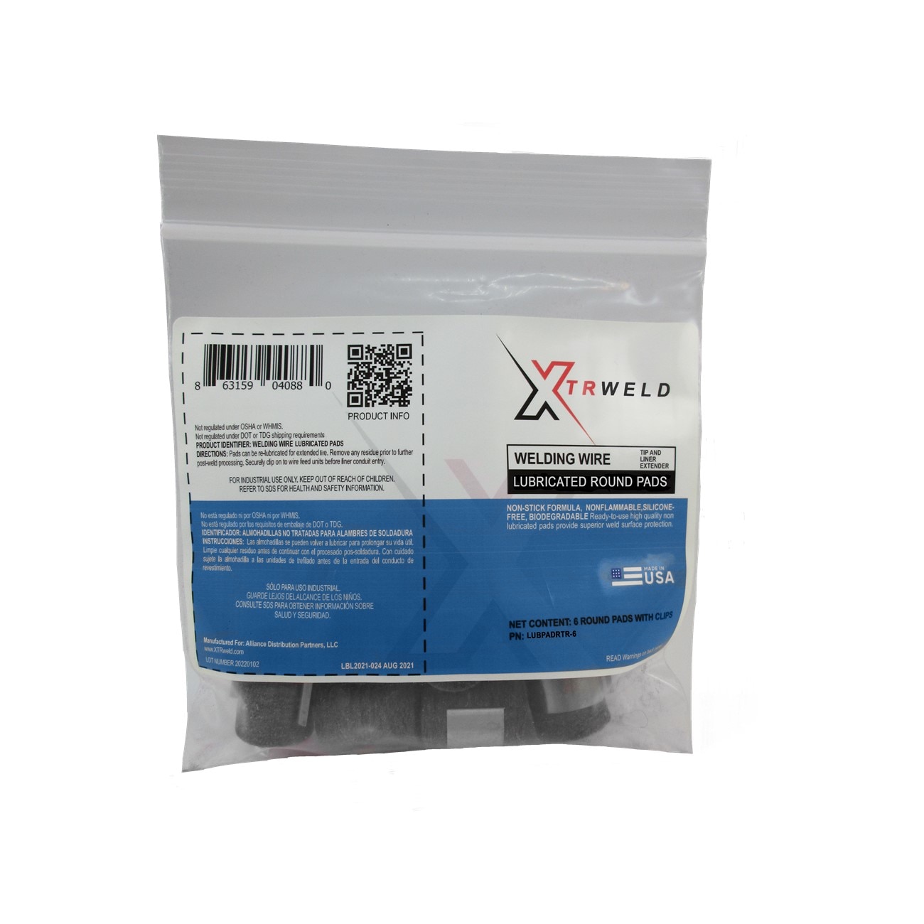 XTRweld XTRLUBEPADRTR-6 Lube Pad Lubricated Gray/Silver Clip Round