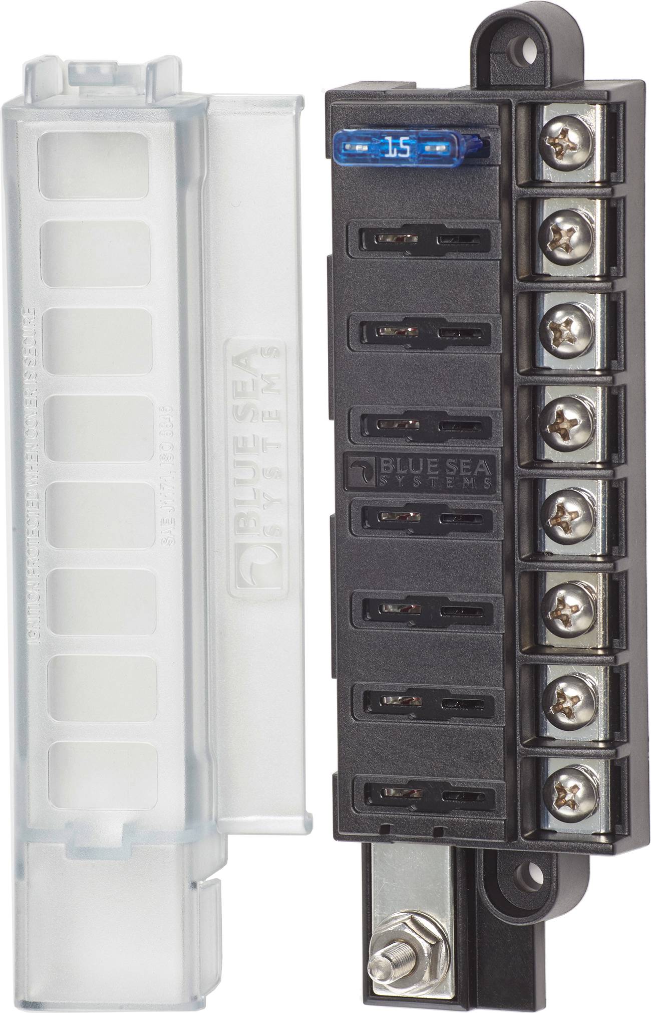 Blue Sea 5046-BSS 5046 8-Circuit Fuse Block ST ATO/ATC with Cover