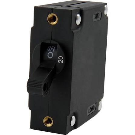 EGIS 3211-20 A Series Black Toggle Panel Mount Circuit Breaker Single Pole AC/DC 20 Amp Retail Pack