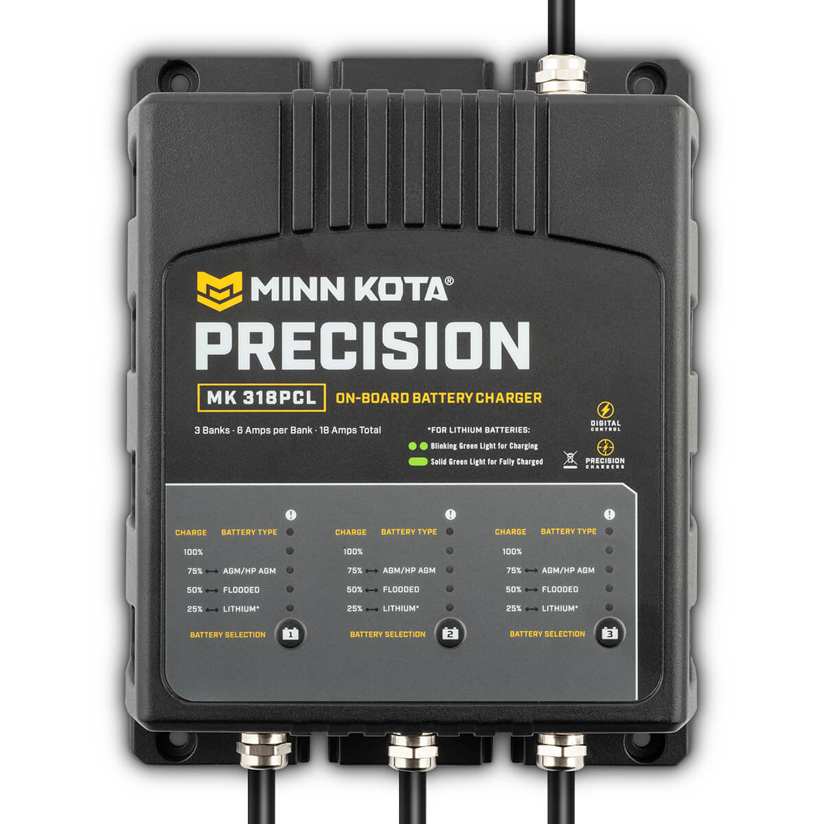 Minn Kota 1833181 MK318PCL Precision Charger 3 Bank 6 Amps