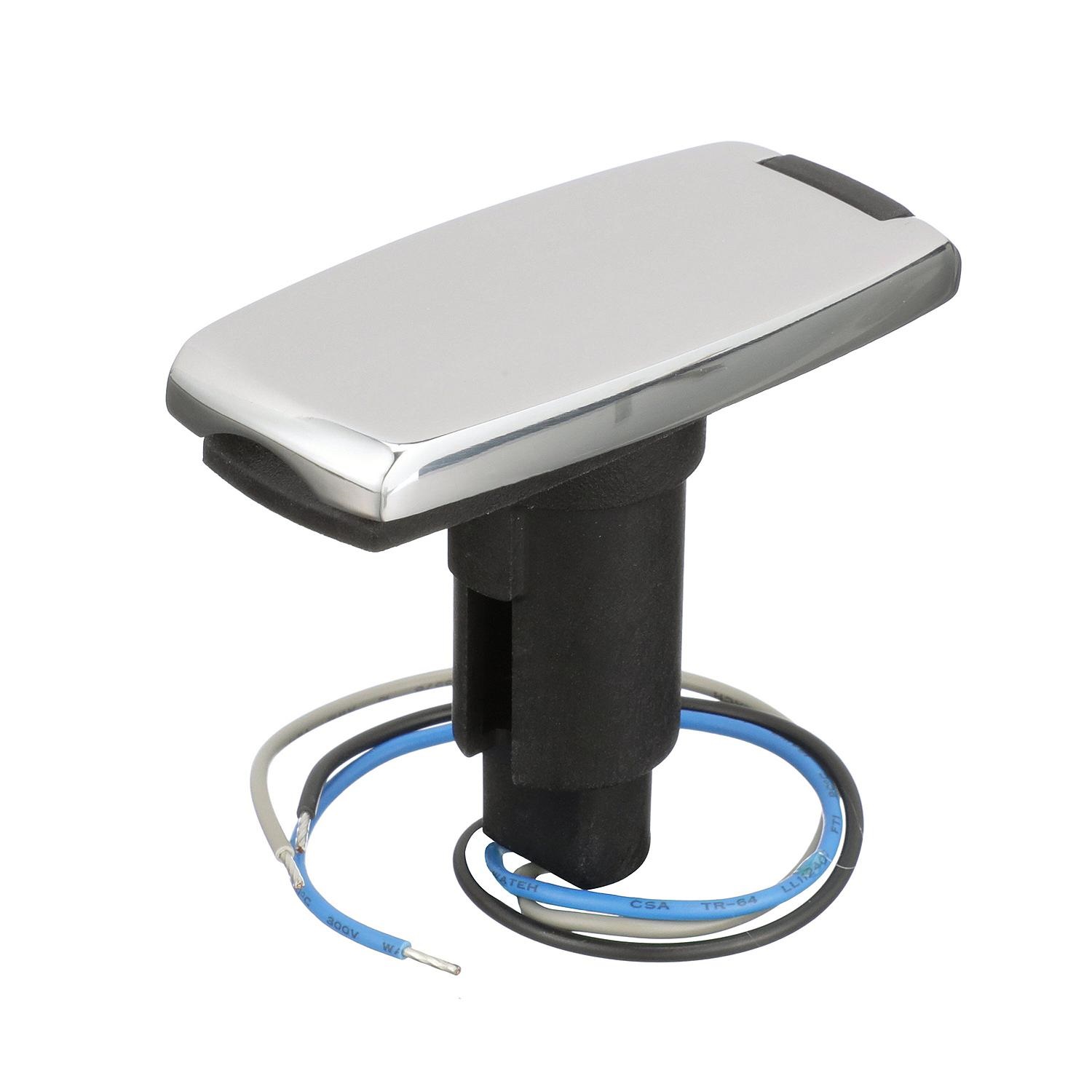 Attwood 910V3SS-7 910V Series Rectangle Base 3-Pin Over Mold 306 Stainless Steel Black Cover