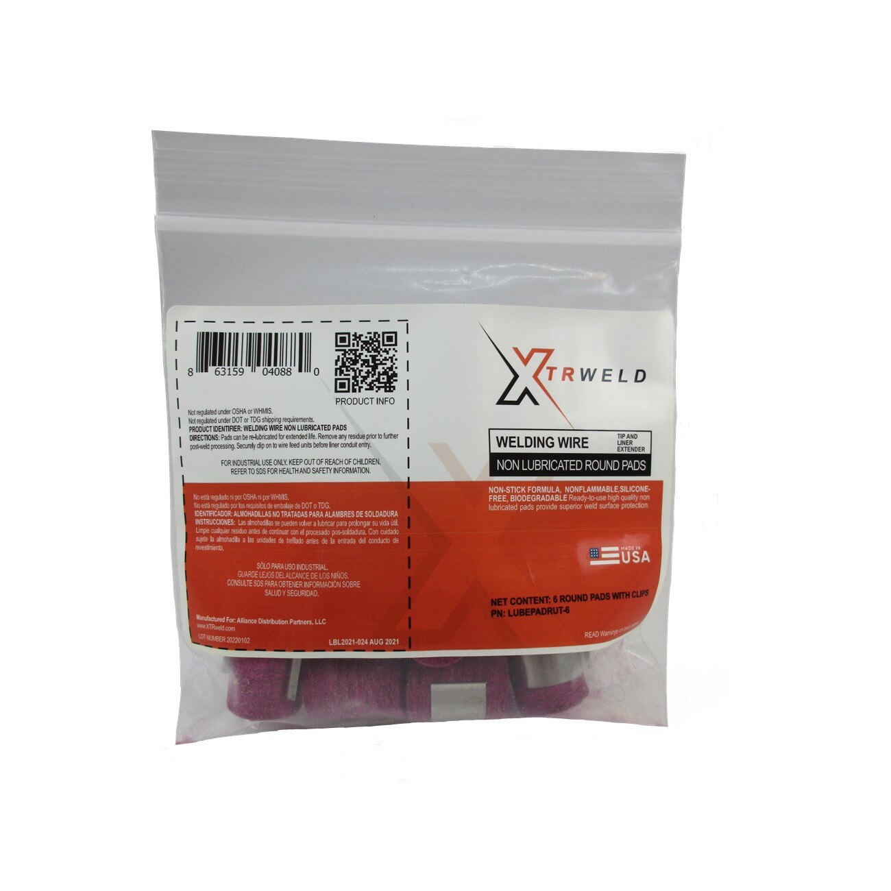 XTRweld XTRLUBEPADRUT-6 Lube Pad Non-Lubricated Red Clip Round