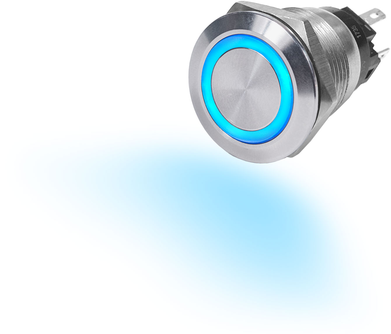Blue Sea 4161-BSS 4161 10A Push Button LED Ring Switch Off-(On) Blue Momentary On