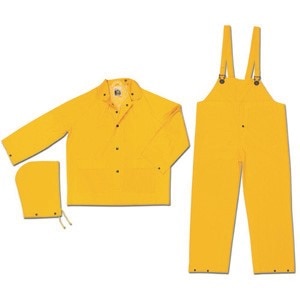 MCR Safety MCR2303X2 Industry Grade PVC/Polyester Suit 3 Pc Yellow