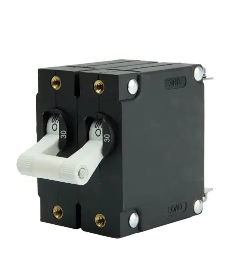 EGIS 3202-30 A Series White Toggle Panel Mount Circuit Breaker Dual Pole AC 30 Amp Retail Pack