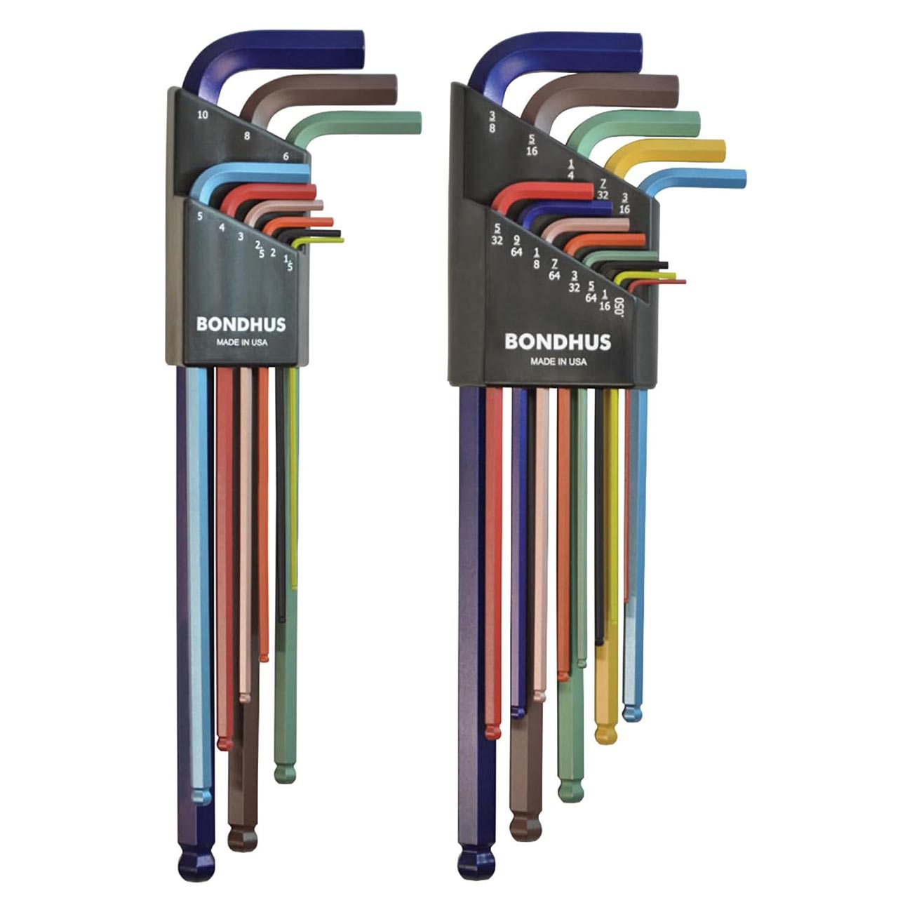 Bondhus ColorGuard Plated Balldriver Metric/SAE Ball End HEX L-Keys Double Set (22 Piece)