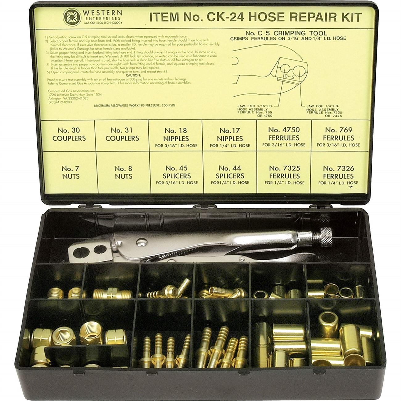 Western Enterprises WESCK-24 Hose Repair Kit w/C-5 Tool for 3/16 inch and 1/4