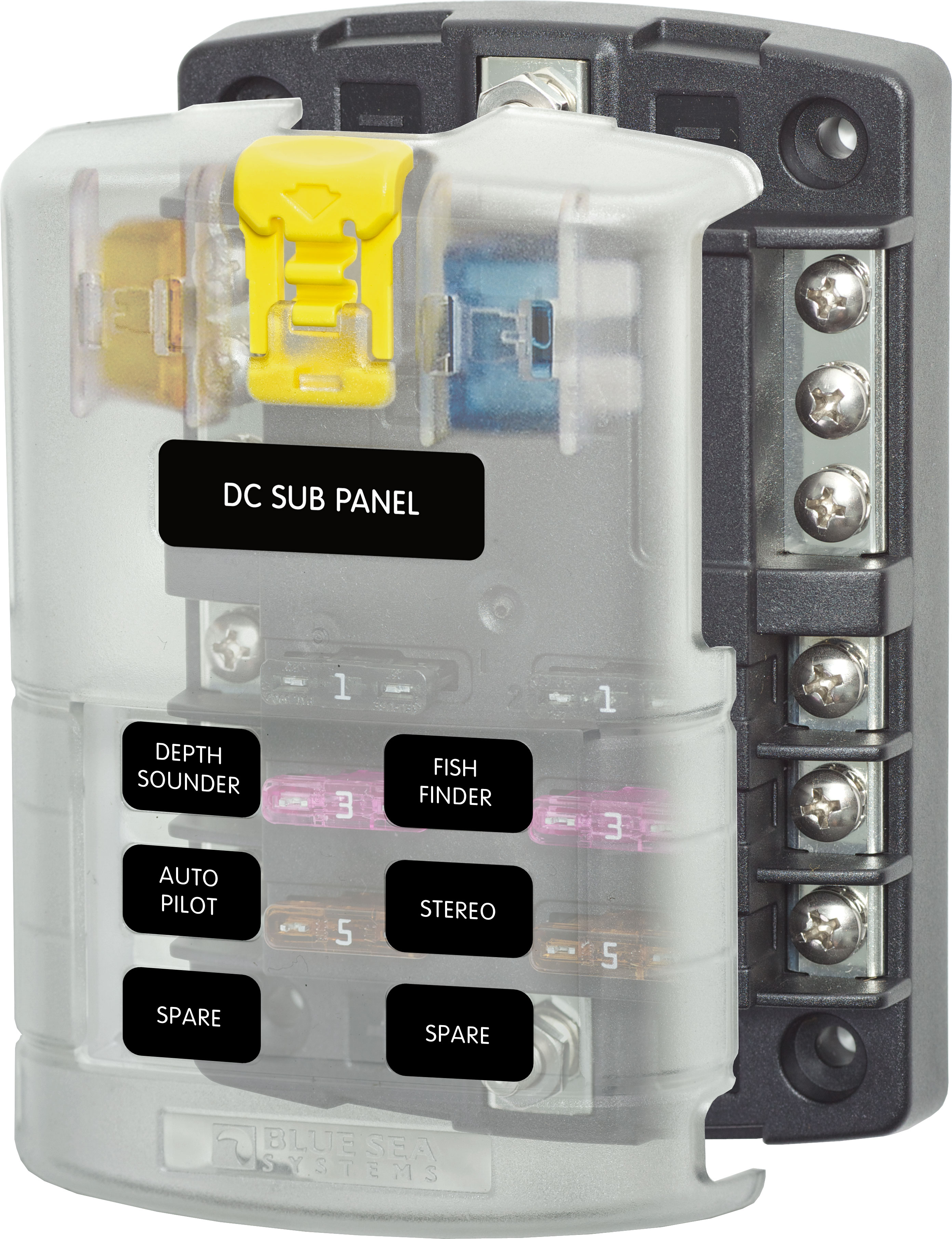Blue Sea 5025-BSS 5025 6-Gang Fuse Block ST ATO/ATC Negative Bus and Cover