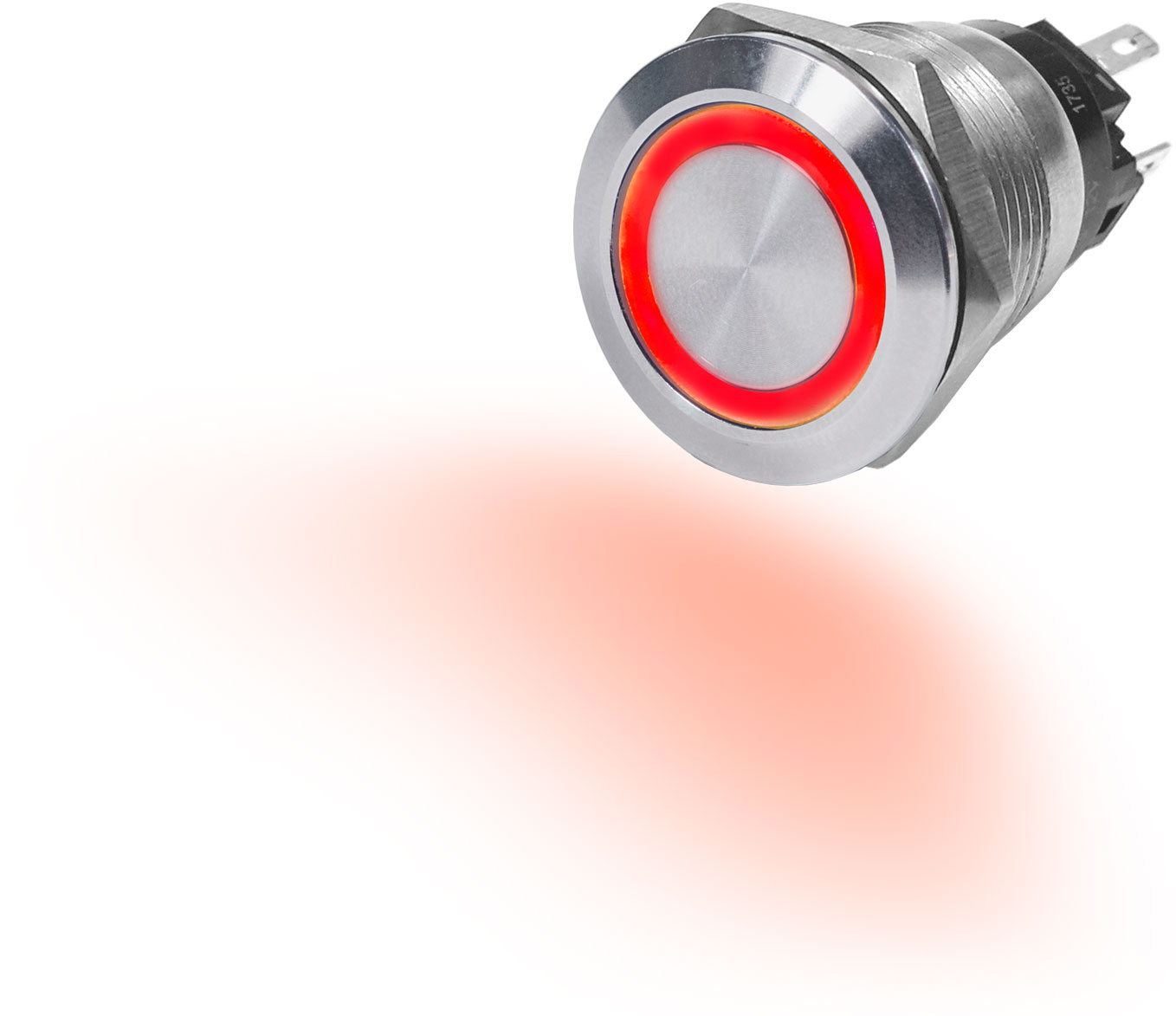 Blue Sea 4163-BSS 4163 10A Push Button LED Ring Switch Off-(On) Red Momentary On