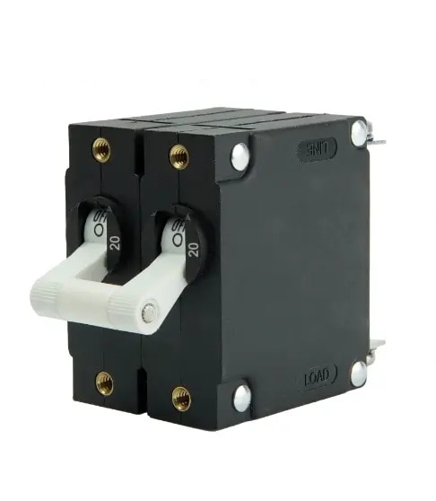 EGIS 3202-20 A Series White Toggle Panel Mount Circuit Breaker Dual Pole AC 20 Amp Retail Pack