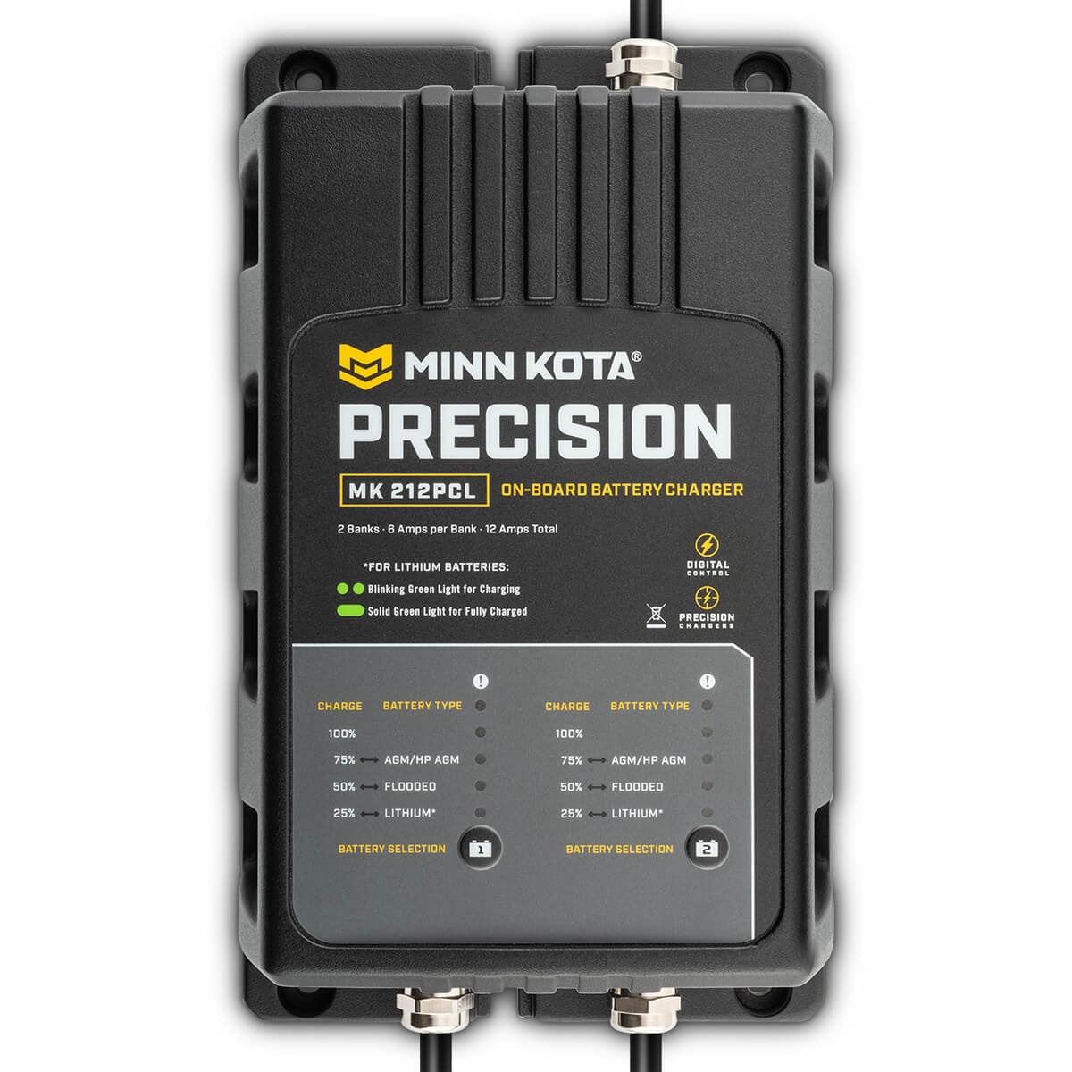 Minn Kota 1832121 MK212PCL Precision Charger 2 Bank 6 Amps