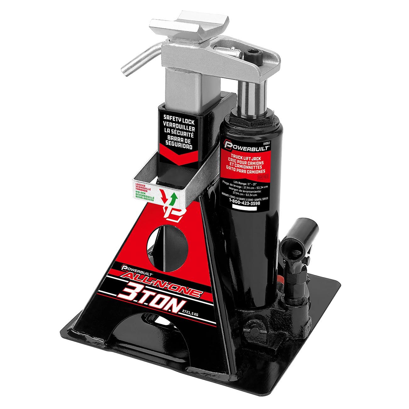 PowerBuilt 3-Ton All-in-One Hydraulic Bottle Jack and Jackstand