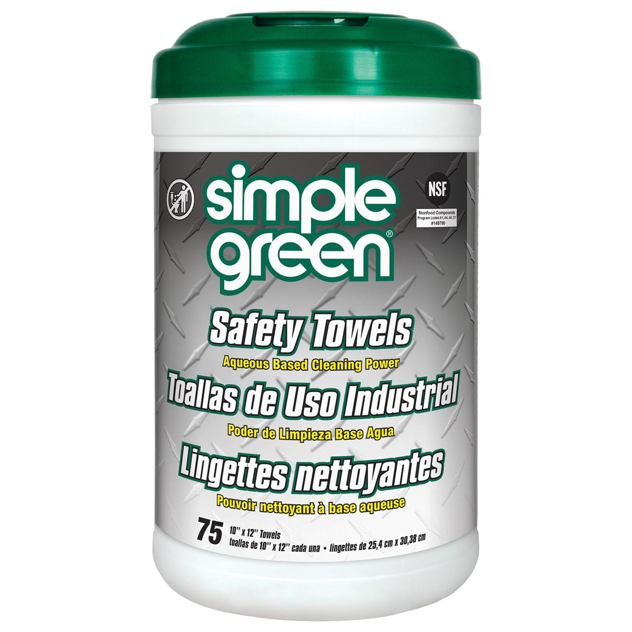 Simple Green SGN13351 Safety Towels Dual-Sided Biodegradable 75 ct Polypropylene