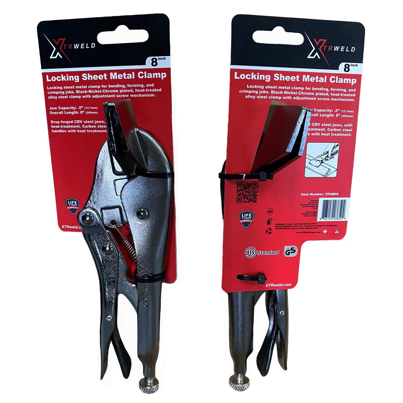 XTRweld XTRTPSM08 Pliers Sheet Metal 8" Steel Black Nickel Chrome 0.5" nr/adj