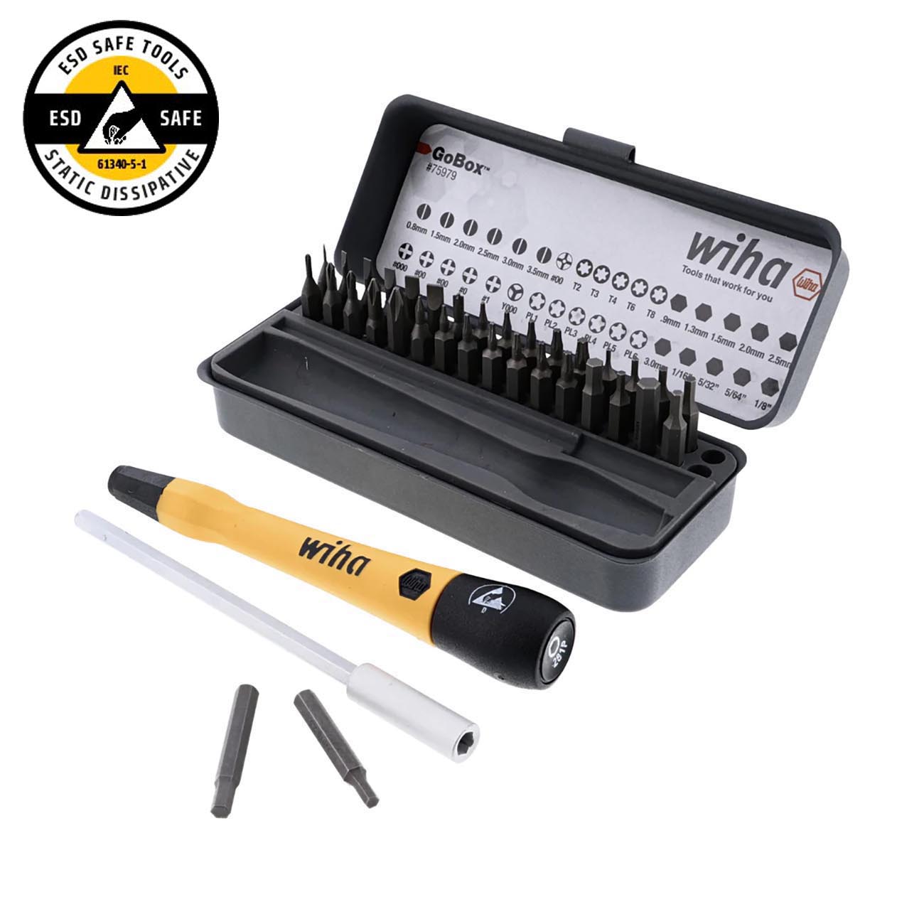 Wiha GoBox Electronics ESD Precision Micro Bit Set (36 Piece Set)