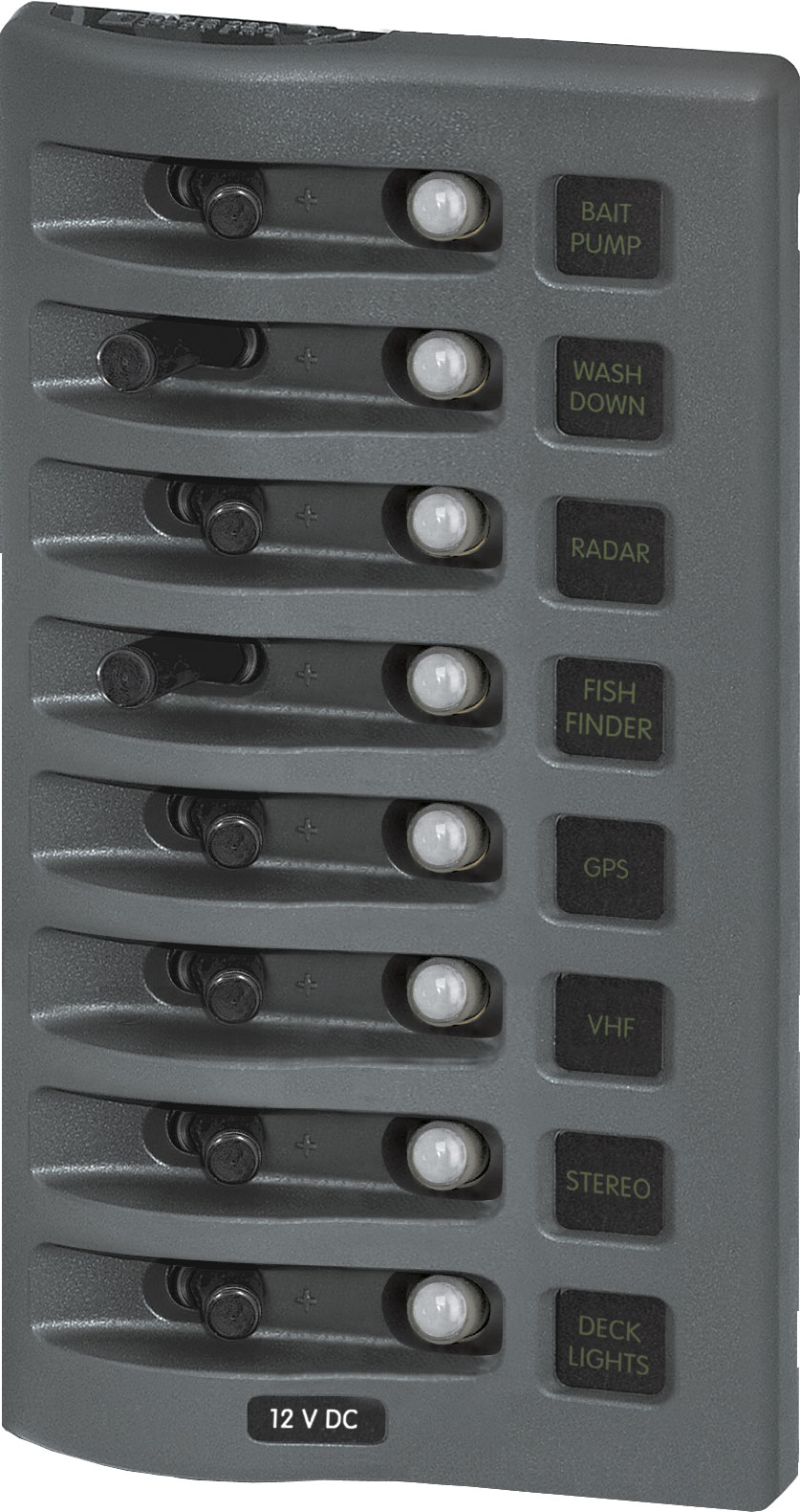 Blue Sea 4378-BSS Weather Deck Panel 12v 8 Circuit Breaker