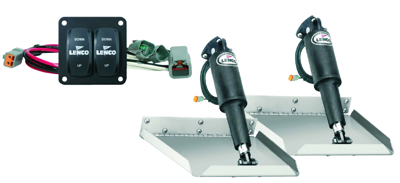 Lenco 15102-104 12inx12in Edge Mount Trim Tab Kit 12v with Double Rocker Switch