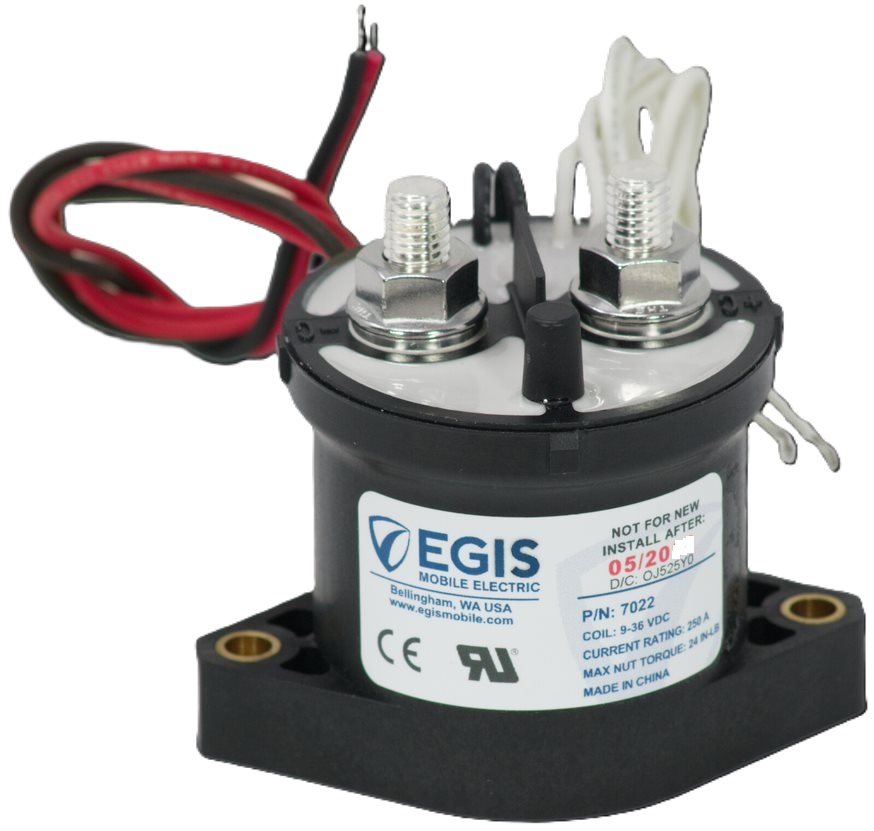 EGIS 7022 250A 12/24v Contactor with Auxiliary Contacts