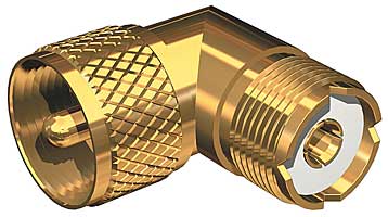 Shakespeare RA-259-239-G Right Angle PL259 to SO239 Adapter Gold Plated