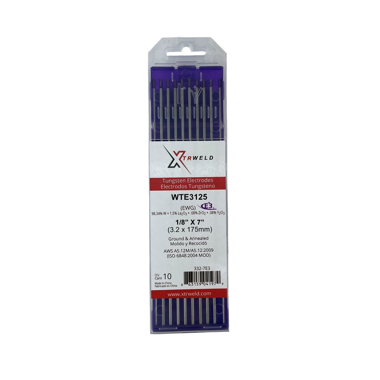 XTRweld XTRWTE3125 Tungsten Electrode Ground E3 1/8 in AWS A5.12