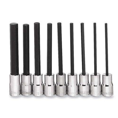 Williams SNPWSMS-9LRC 1/4" Dr Long Hex Bit Socket Set 9 Pcs