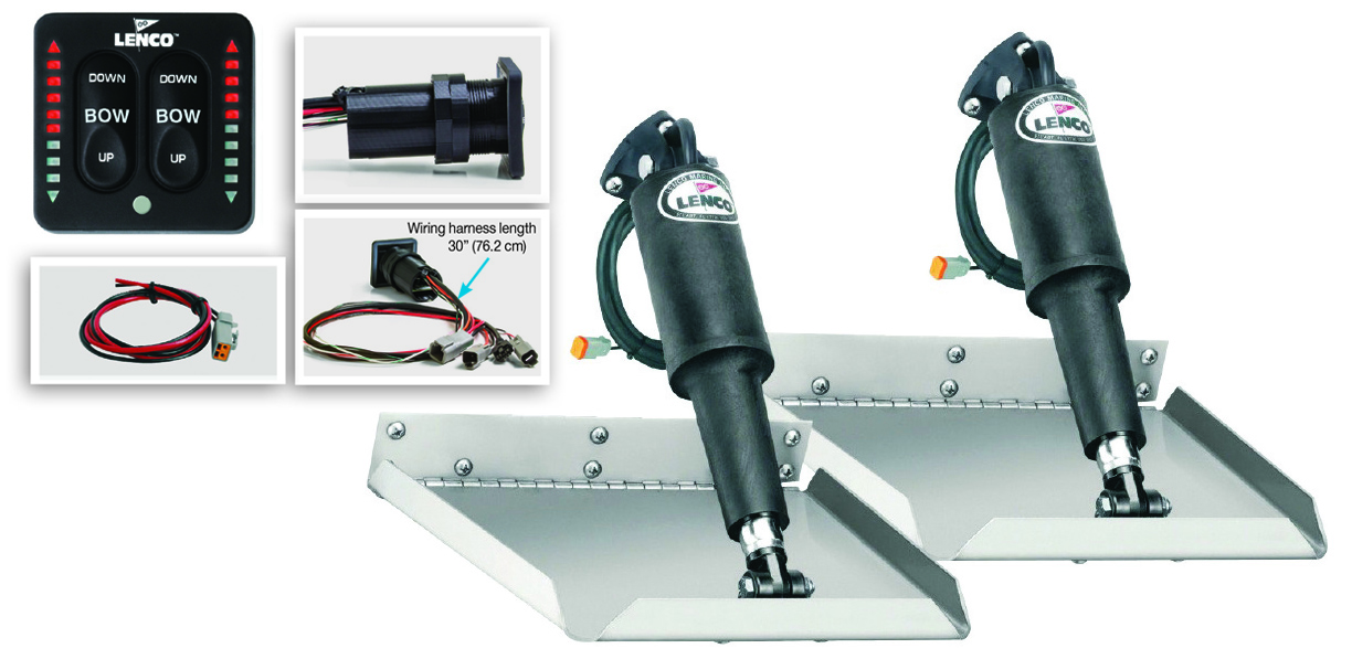 Lenco 15110-103 12inx12in Edge Mount Trim Tab Kit 12v with LED Integrated Switch