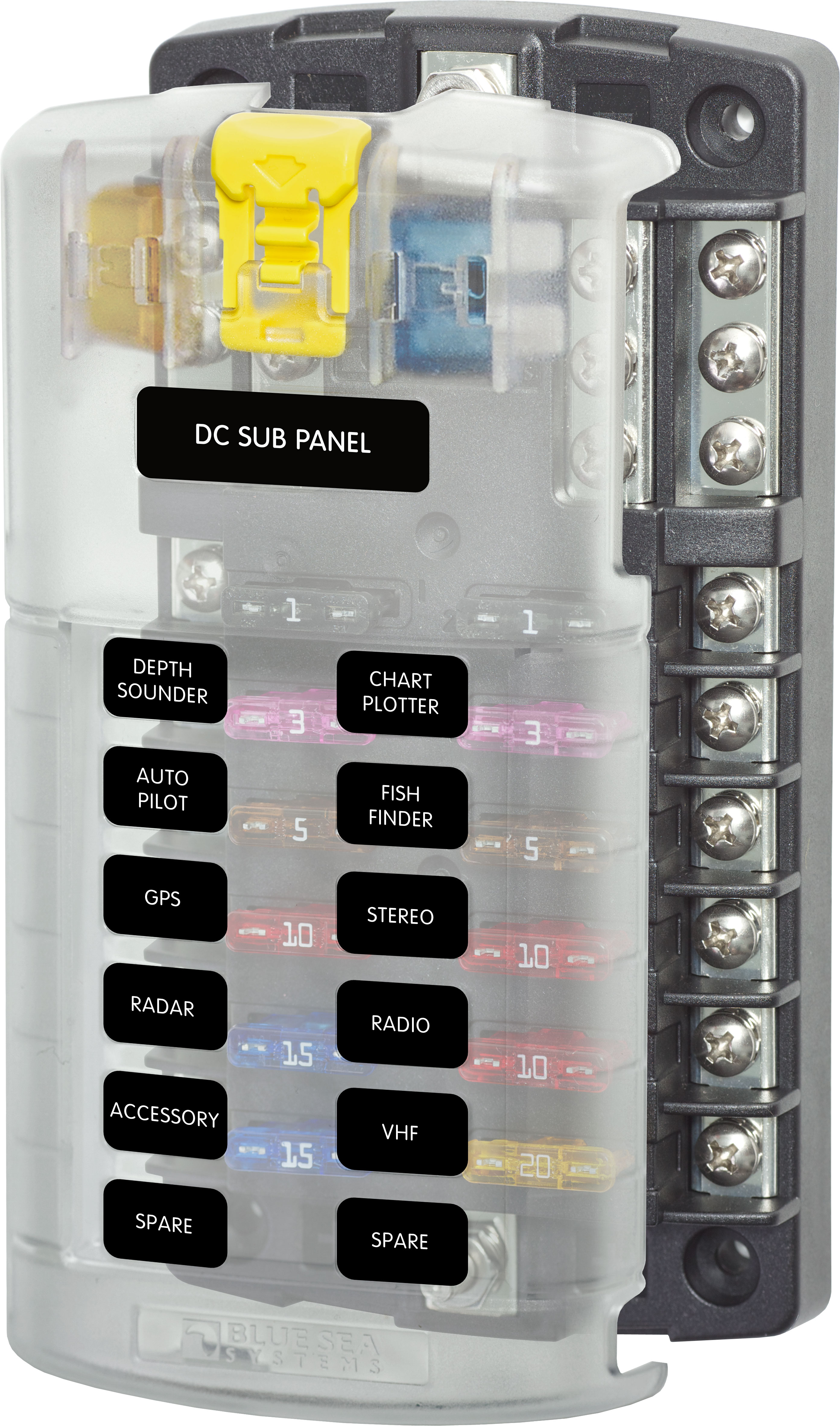 Blue Sea 5026-BSS 5026 12-Gang Fuse Block ST ATO/ATC Negative Bus and Cover